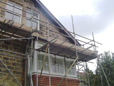 high level roof timbers and old sash windows renovated and painted harrogate house