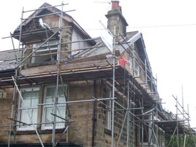 scaffolfing for reroofing and pointing harrogate home